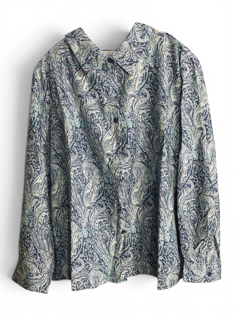 Paisley Print Long Sleeve Blouse & Maxi Skirt Set - Blue Multi elastic waist - Picture 2 of 6